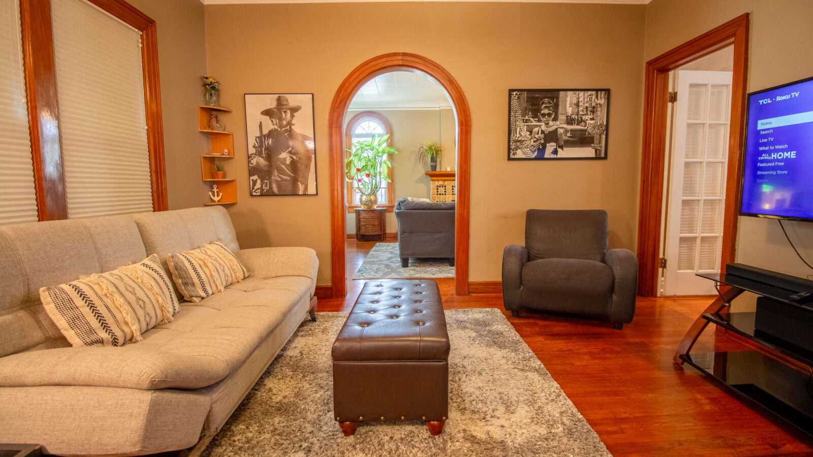 Conversation room at Vintage Charm OKC with inviting seating and retro style